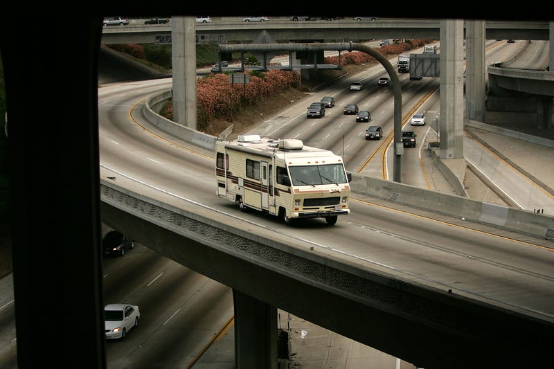 RV on empty freeway