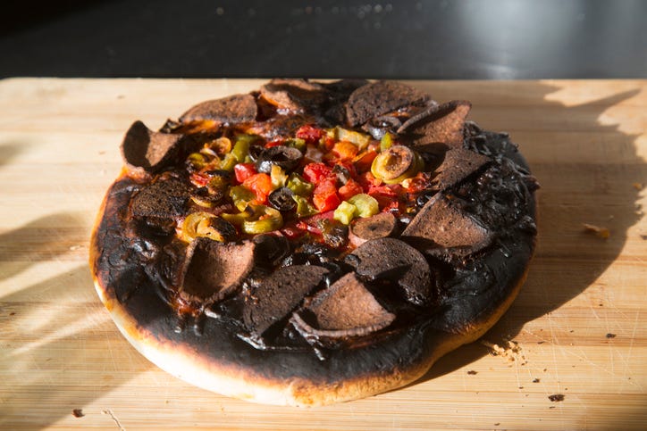 Burnt pizza