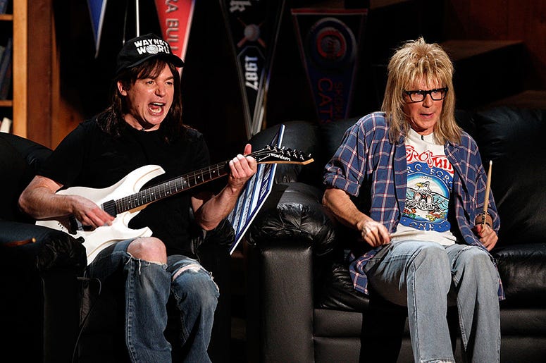 Mike Myers and Dana Carvey as Wayne and Garth