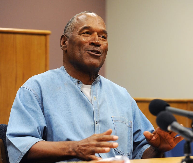 O.J. Simpson speaks during his parole hearing at Lovelock Correctional Center July 20, 2017 in Lovelock, Nevada.