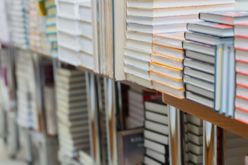 Textbooks on a shelf
