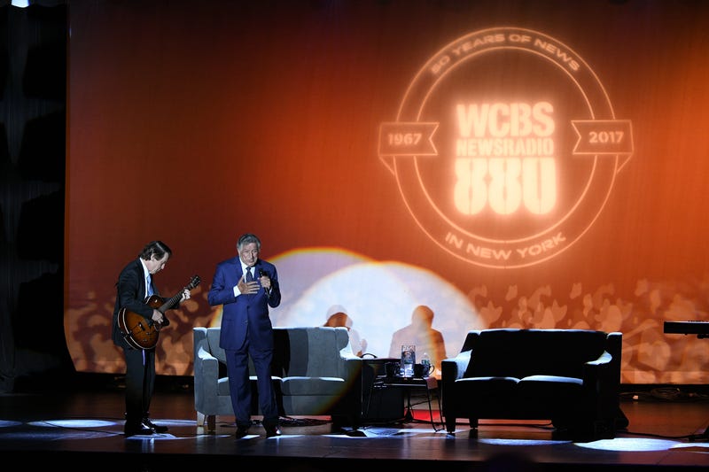 Gray Sargent (L) and Tony Bennett perform onstage during WCBS 880's "Celebrating 50 Years of News: A Night of New York Stories" at PlayStation Theater on August 8, 2017 in New York City