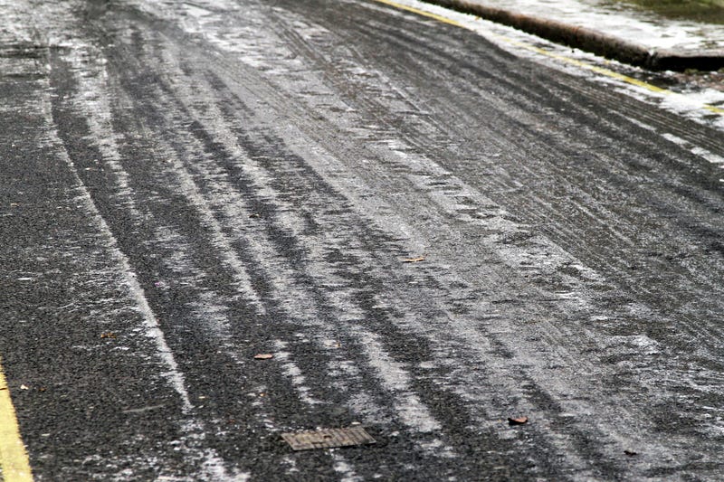 Ice and snow on road