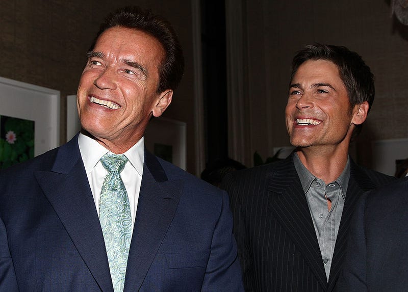 : California Governor Arnold Schwarzenegger (L) and actor Rob Lowe attend the Hollywood Entertainment Museum's Hollywood Legacy Awards XI held at the Esquire House Hollywood Hills on November 11, 2008 in Los Angeles, California.
