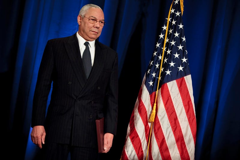 Former U.S. Secretary of State General Colin Powell waits to speak during a press conference January 9, 2009 in Washington, DC