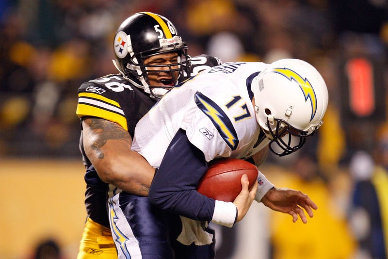 LaMarr Woodley sacks Philip Rivers