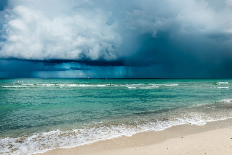 rain on beach