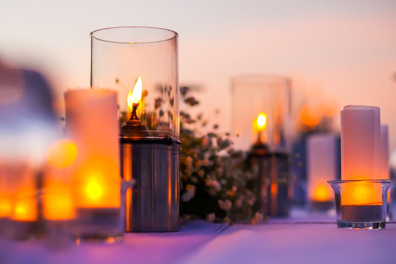 candle decorations at a wedding