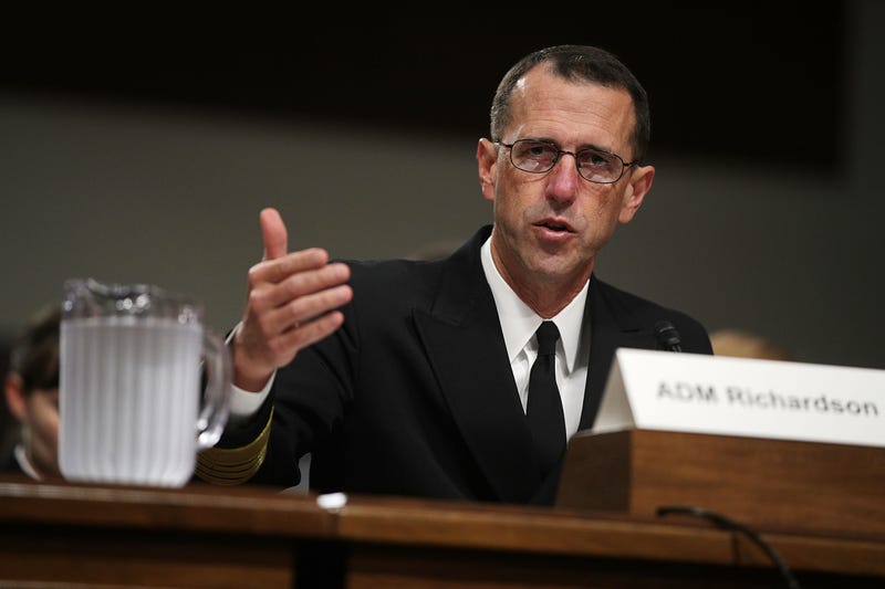 Adm. John Richardson testifies on Capitol Hill in 2017 after two naval collisions killed 17 sailors.