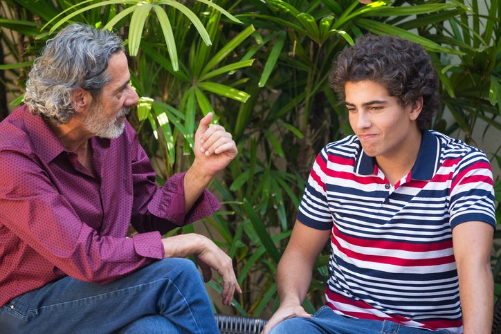 Father talking with son