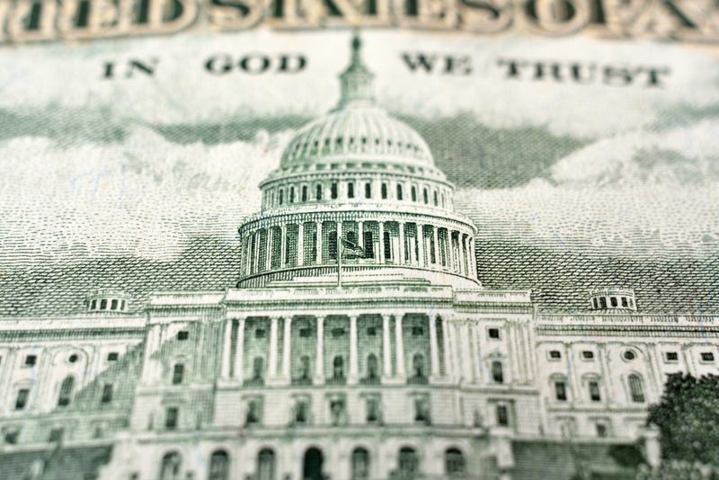US Capitol building on a fifty dollar bill.