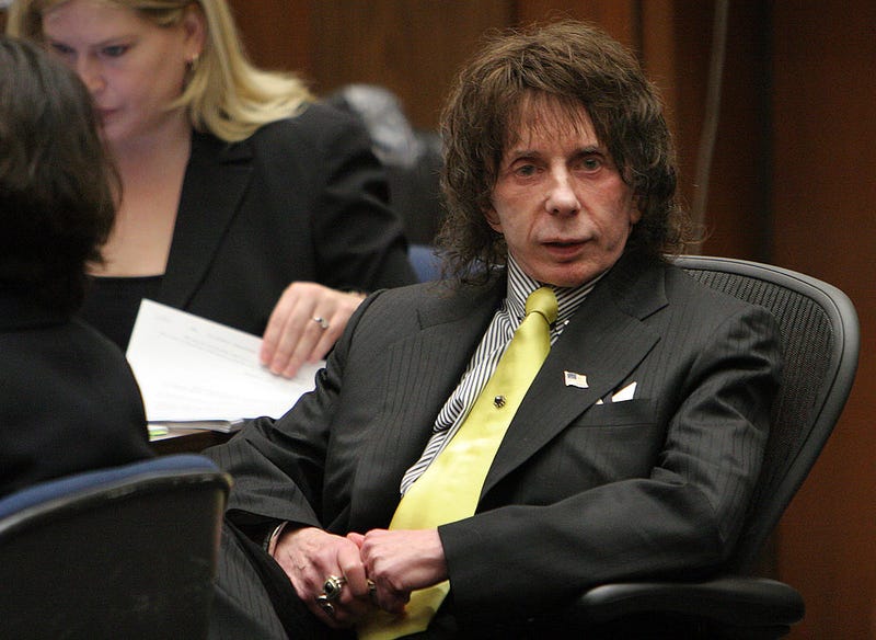 Music producer Phil Spector listens on the last day of the prosecution's final rebuttal during closing arguments in his retrial on murder charges at Clara Shortridge Foltz Criminal Justice Center on March 26, 2009 in Los Angeles, California.