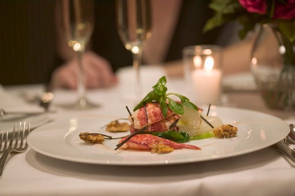Lobster entrée at a fancy restaurant