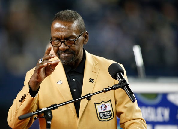 Former Seahawks player and NFL Hall of Fame member Kenny Easley acknowledges the crowd as his number is retired during halftime between the Seattle Seahawks and Indianapolis Colts at CenturyLink Field on October 1, 2017 in Seattle, Washington. (Photo by Otto Greule Jr/Getty Images)