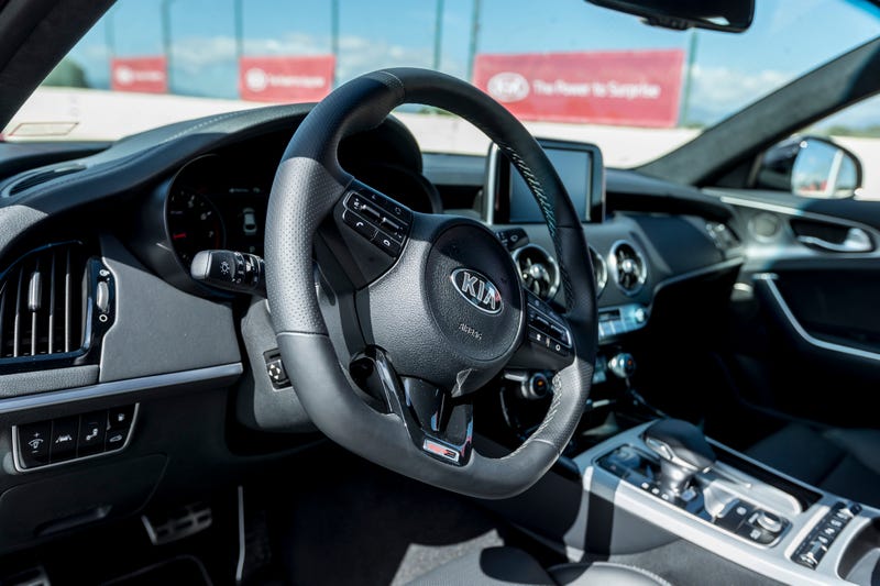MALLORCA, SPAIN - OCTOBER 05: Driving tests. Circuit Mallorca, Llucmajor. Paul Van Dyk X Kia Present The Kia Stinger on October 5, 2017 in Mallorca, Spain.