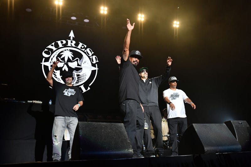 Cypress Hill performs on stage as part of "Jack's 12th Show" at FivePoint Amphitheatre on October 7, 2017 in Irvine, California