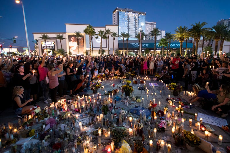 Mourners attend a memorial for the Route 91 shooting victims in Las Vegas