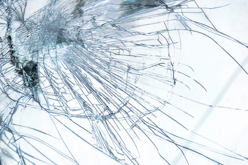 Close up detail Broken Windshield In Car Accident abstract style - stock photo