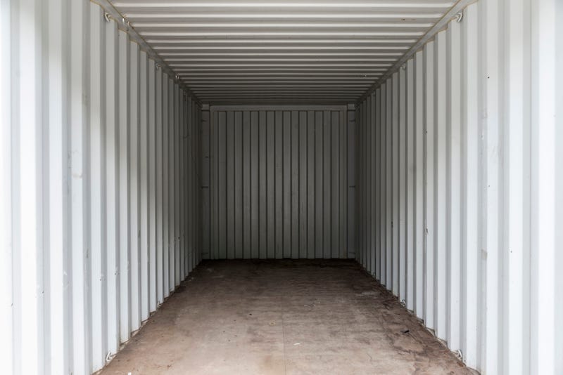 Interior of a white cargo container