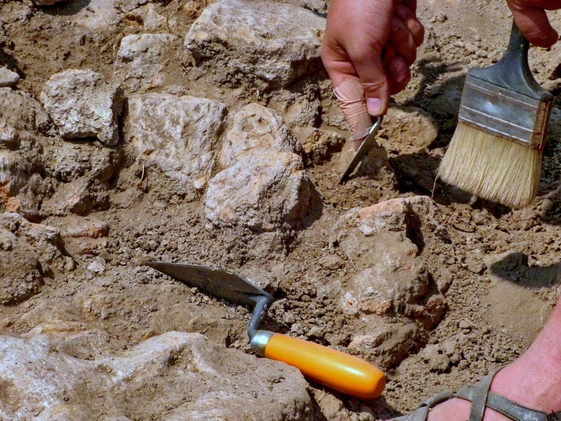 Archeologist working on site.