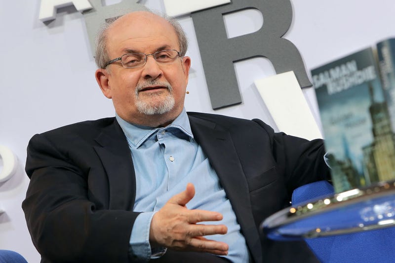 Author Salman Rushdie at the Blue Sofa at the 2017 Frankfurt Book Fair (Frankfurter Buchmesse) on October 12, 2017 in Frankfurt am Main, Germany. The 2017 fair, which is among the world's largest book fairs, will be open to the public from October 11-15. (Photo by Hannelore Foerster/Getty Images)