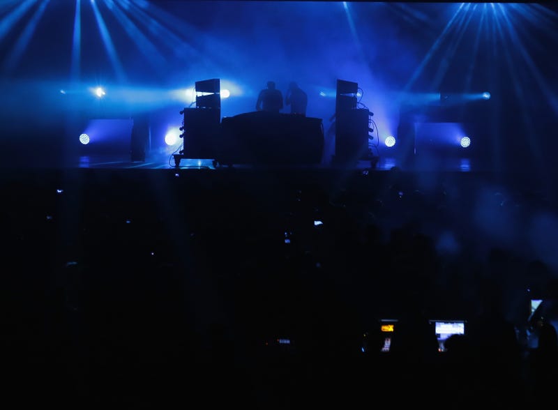 om Rowlands and Ed Simons from The Chemical Brothers perform live on stage during OGR Big Bang on October 14, 2017