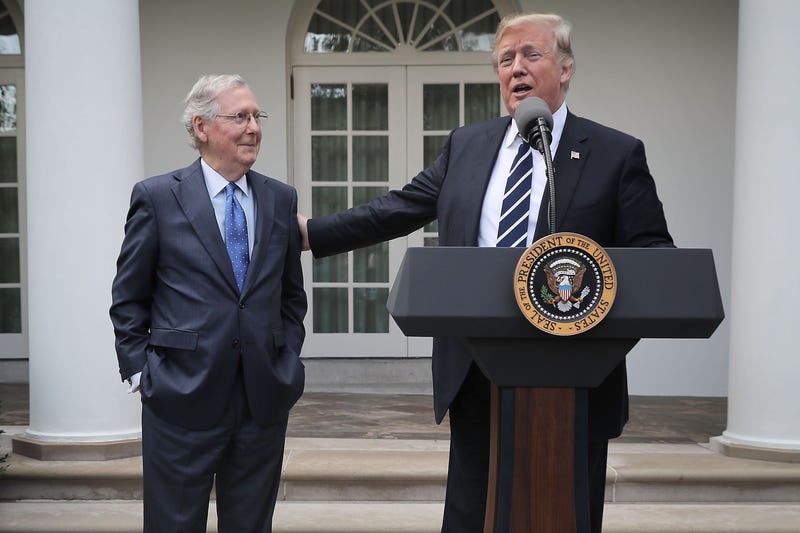 U.S. President Donald Trump (R) and Senate Majority Leader Mitch McConnell (R-KY) in 2017. McConnell has at times been the only Republican in the Senate to oppose Trump's cabinet picks with the former leader's influence among the GOP seeming to wane.