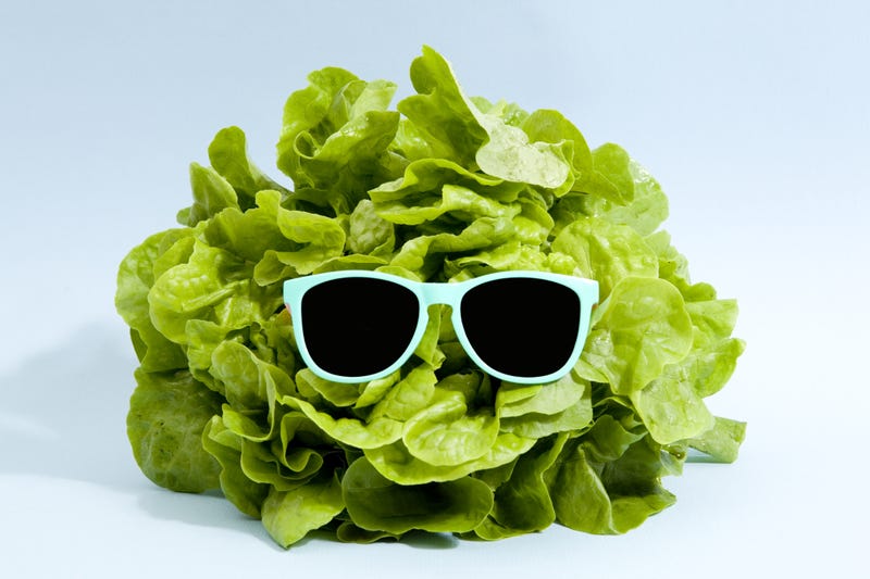 Lettuce wearing sunglasses. 