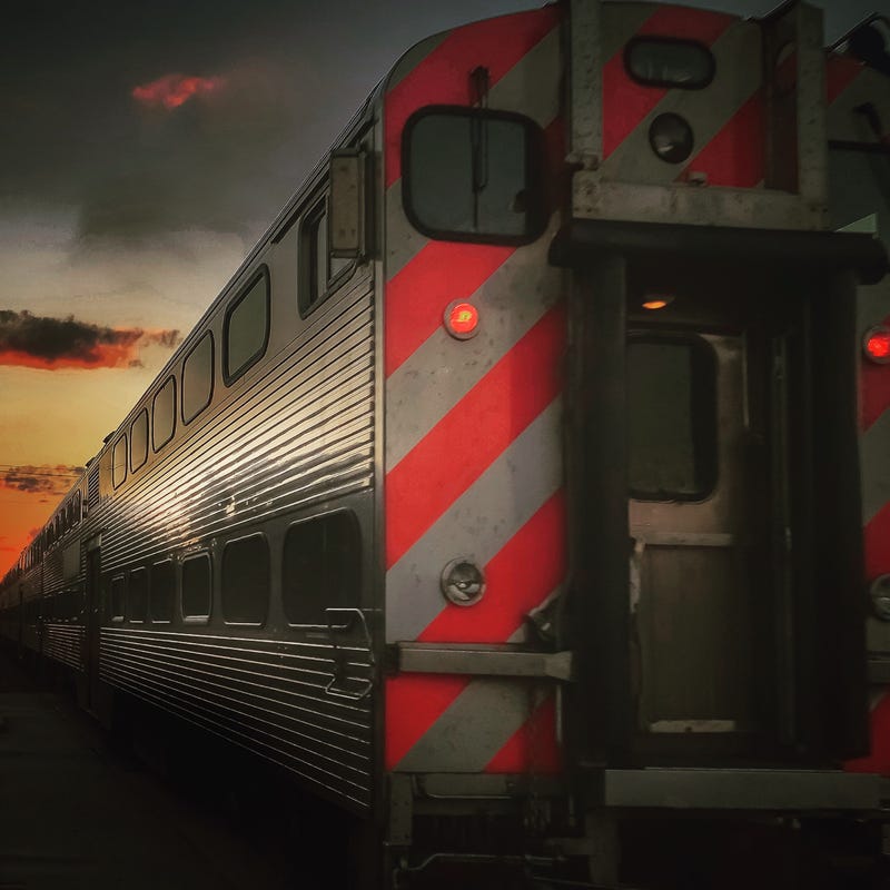 Metra commuter train during evening rush