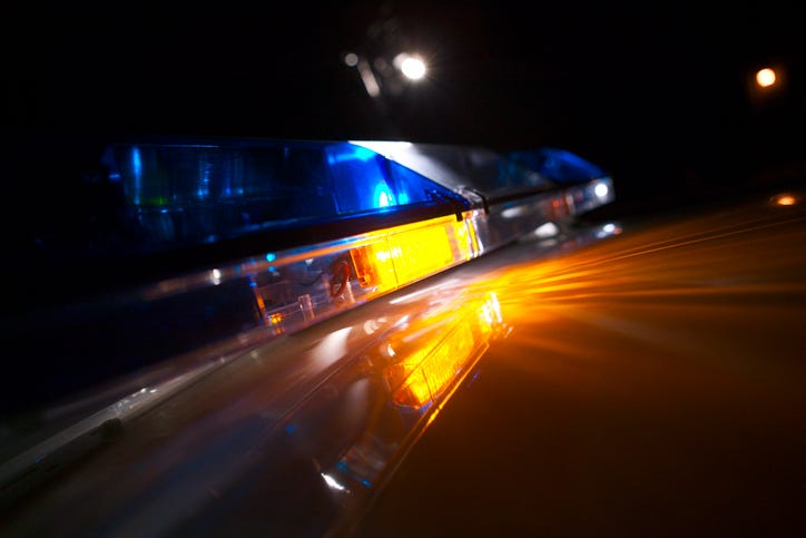 police lights at night