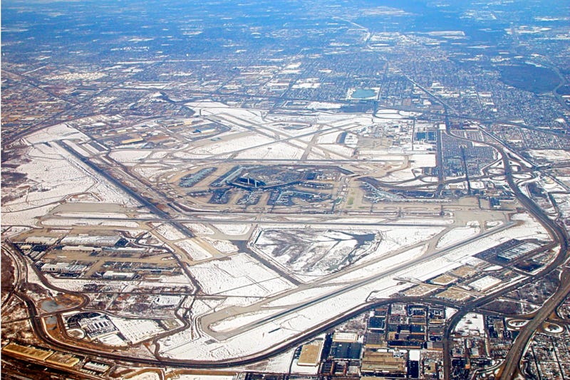 Aerial view of O'Hare International Airport in Chicago, Illinois