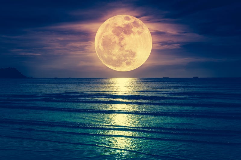 A super moon in the night's sky. 
