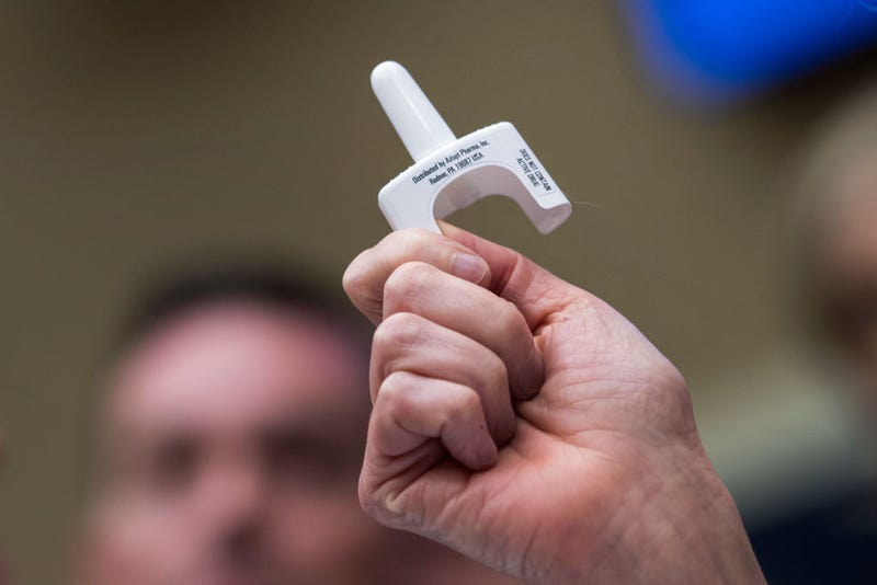 Dr. Nora Volkow, director at the National Institute on Drug Abuse (NIDA) and National Institutes of Health (NIH), holds up a narcan nasal spray (naloxone) during a House Energy and Commerce Committee hearing concerning federal efforts to combat the opioid crisis, October 25, 2017 in Washington, DC.