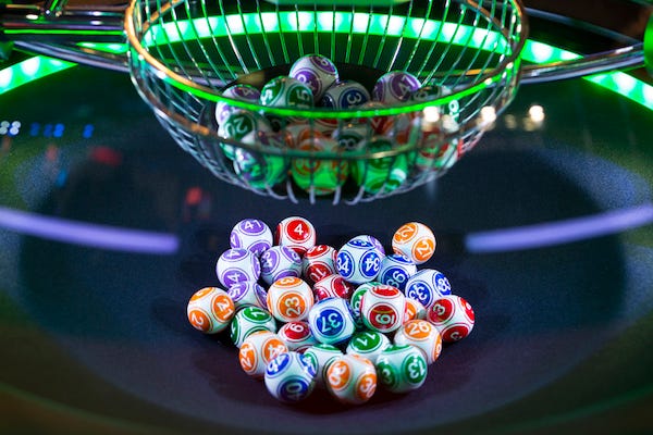 Lottery balls in a machine