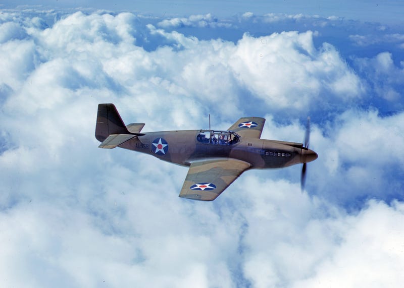 North American's P-51 Mustang Fighter is in service with Britain's Royal Air Force, shown here in 1942.