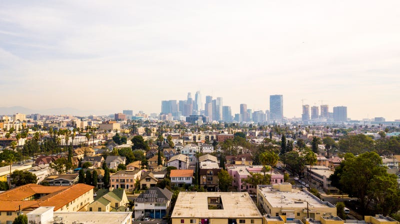 drone view of LA