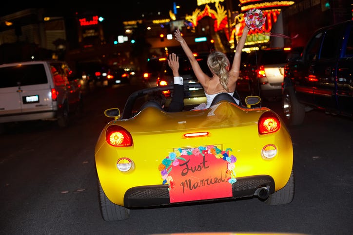 Couple who was just married in Las Vegas. 