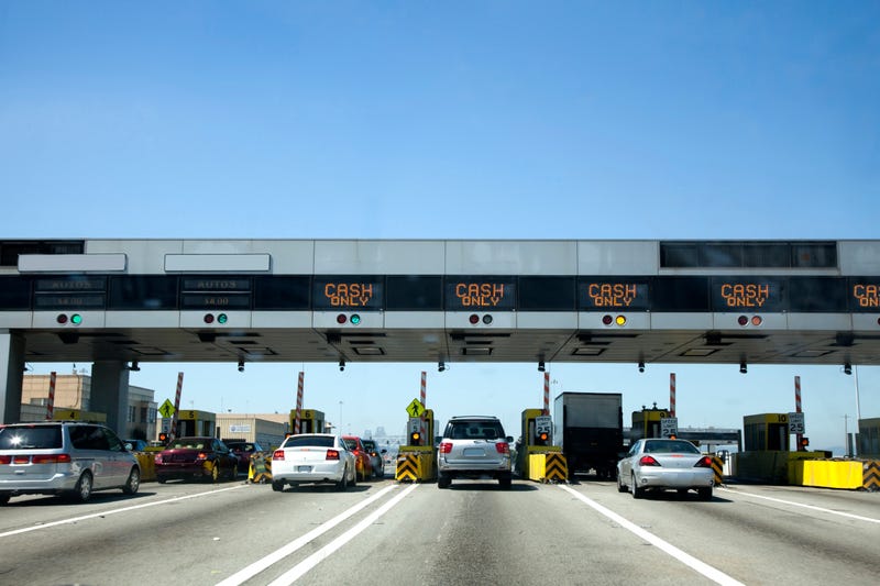 Golden Gate toll plaza at the south end of the Golden Gate Bridge. San Francisco