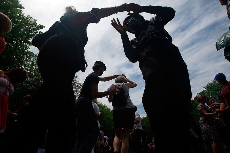 people celebrating in the park