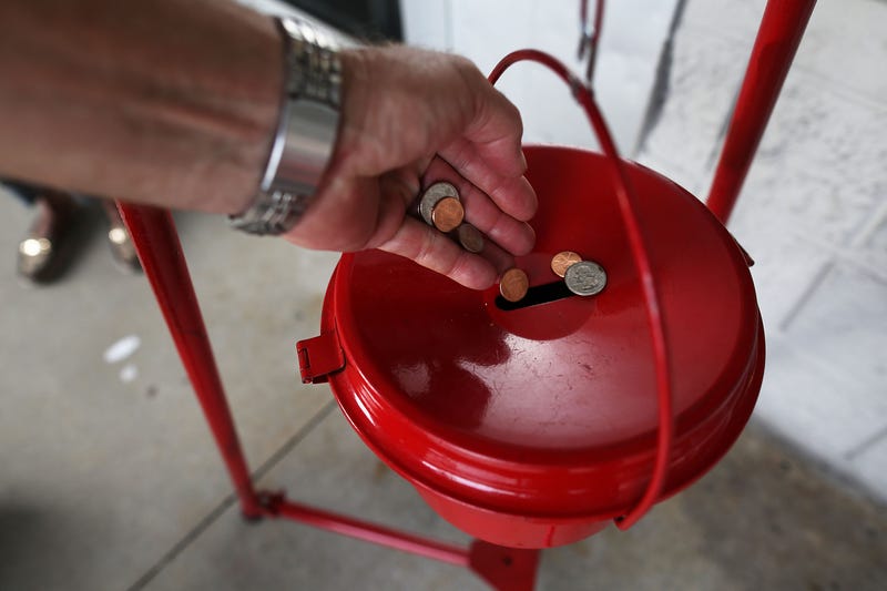 A Salvation Army kettle.
