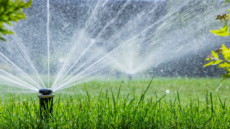 Automatic water sprinkler system - stock photo