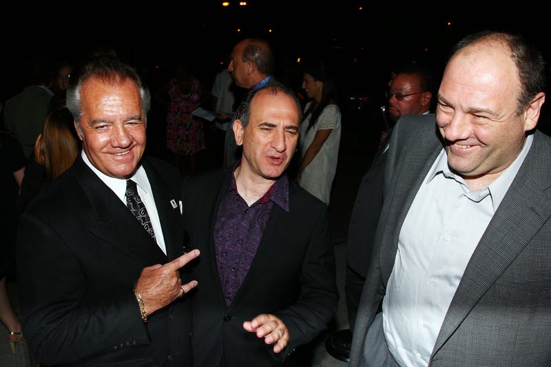 (L-R) Tony Sirico, director Armando Lannucci and James Gandolfini attend the after party for The Cinema Society and The New Yorker screening of "In The Loop" at Scuderia on July 13, 2009 in New York City.