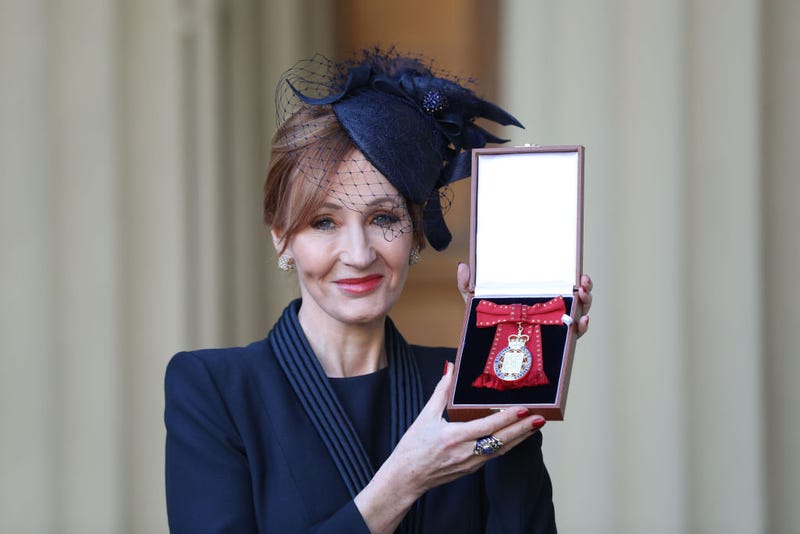 Harry Potter author JK Rowling after she was made a Companion of Honour by the Duke of Cambridge during an Investiture ceremony at Buckingham Palace on December 12, 2017 in London, England. (Phopto by Andrew Matthews - WPA Pool/Getty Images)
