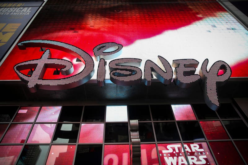 The Disney logo is displayed outside the Disney Store in Times Square, December 14, 2017 in New York City.