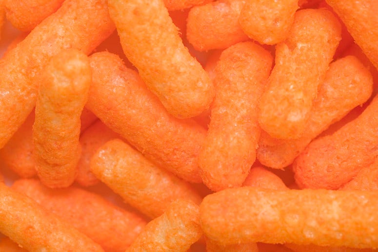 Cheese puffs, close up