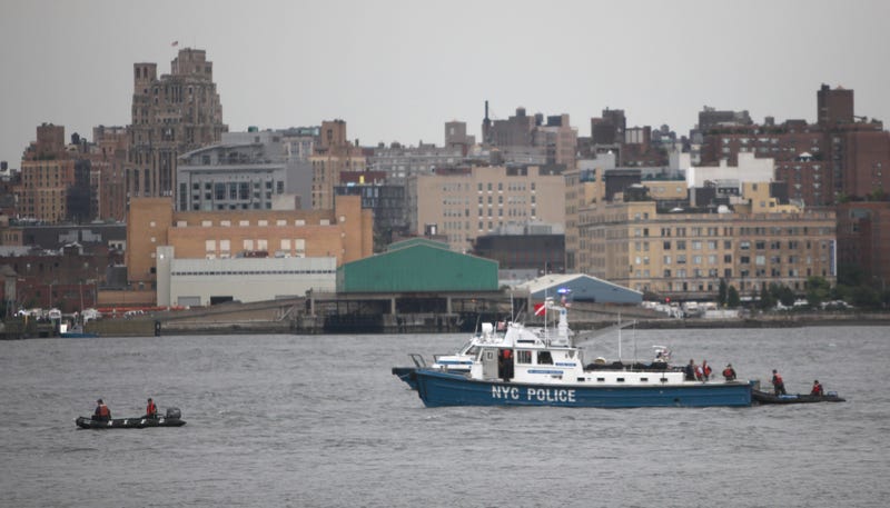 An NYPD boat in the Hudson River.