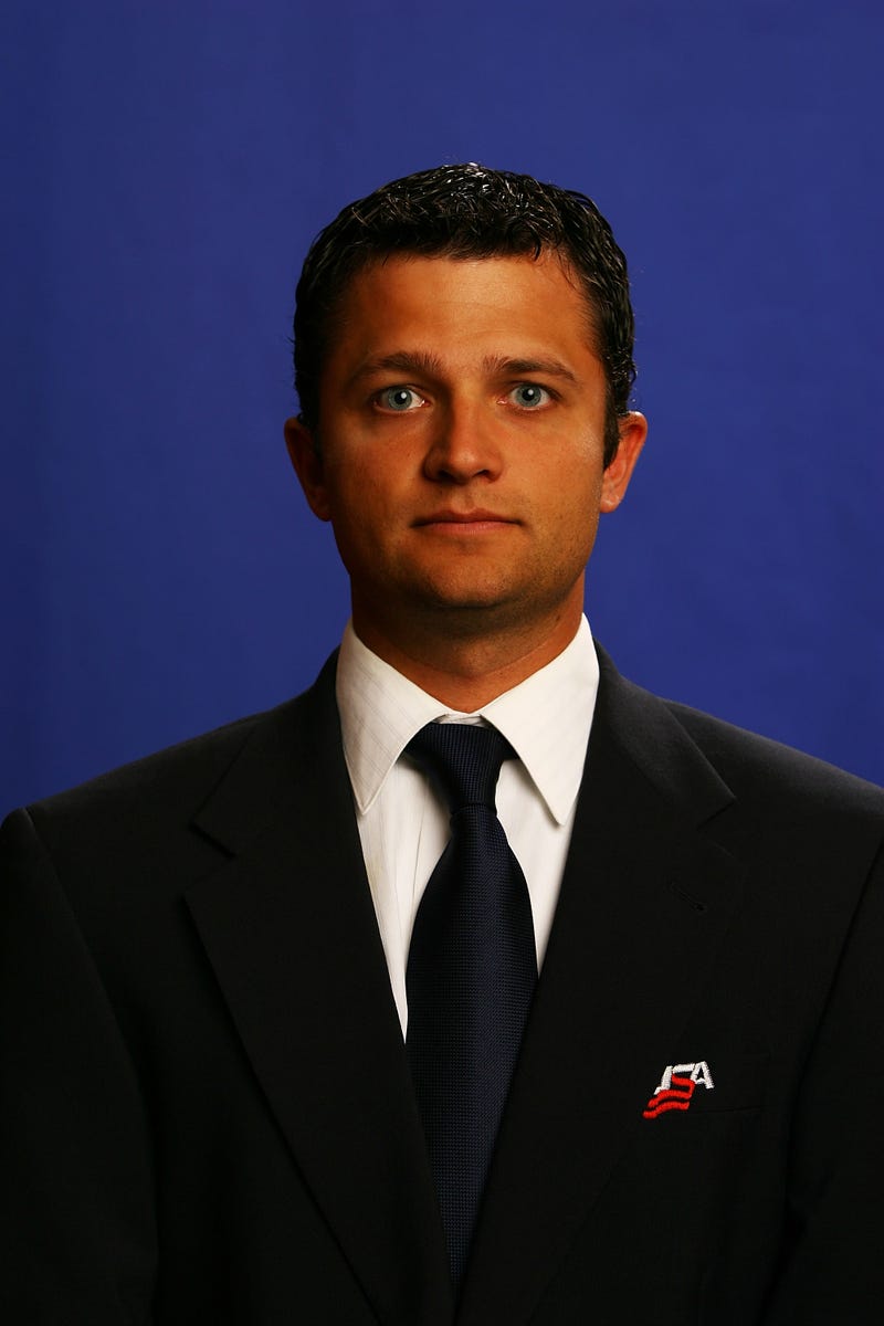 Video Coordinator Brad Aldrich poses for a portrait during the USA Olympic Men's Ice Hockey Orientation Camp on August 19, 2009 at Seven Bridges Ice Arena in Woodridge, Illinois. 