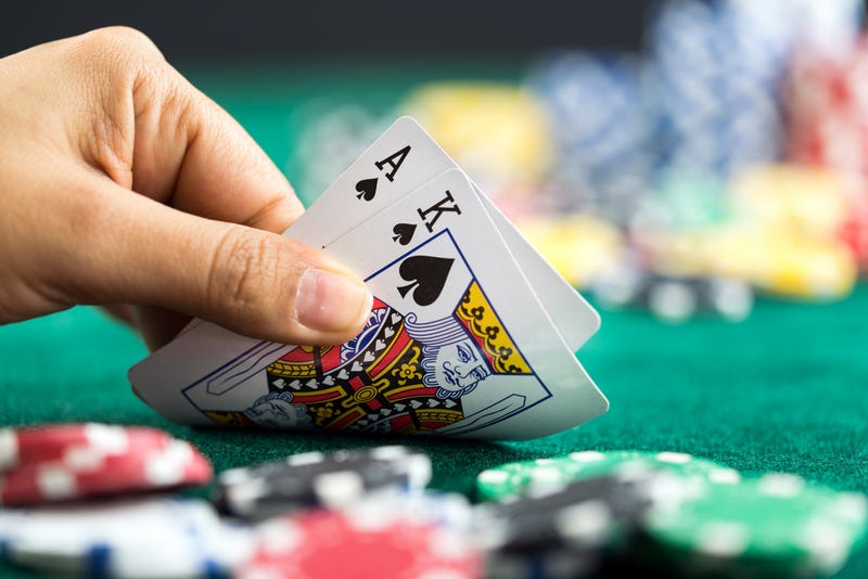 Person playing blackjack