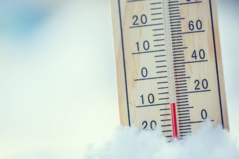 Thermometer on very cold day 