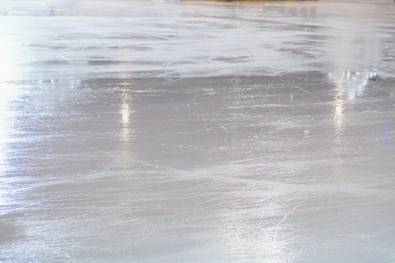 Hockey ice Rink Face Off. Abstract close up texture with markup
